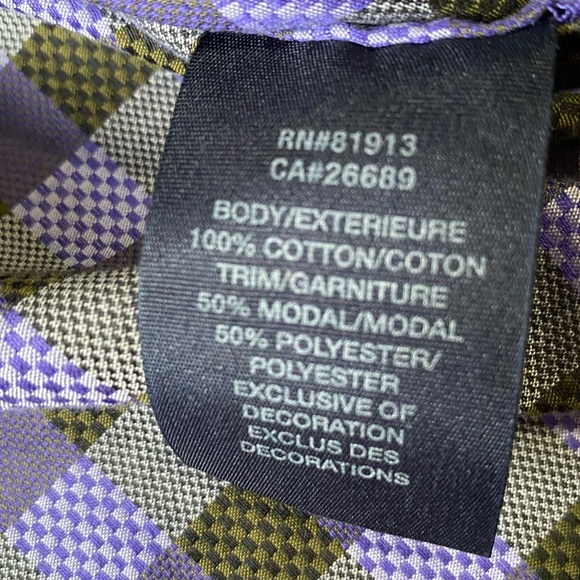 Robert Graham Purple Check Cotton Lightweight Embroidery Cuffs Shirt - Sz-2XL - Picture 9 of 16